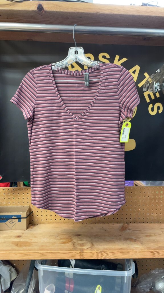 Lululemon Women's V-Neck Striped T-Shirt - Size 6