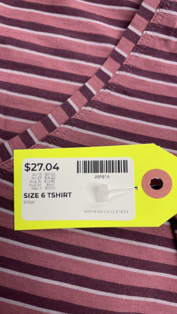 Lululemon Women's V-Neck Striped T-Shirt - Size 6