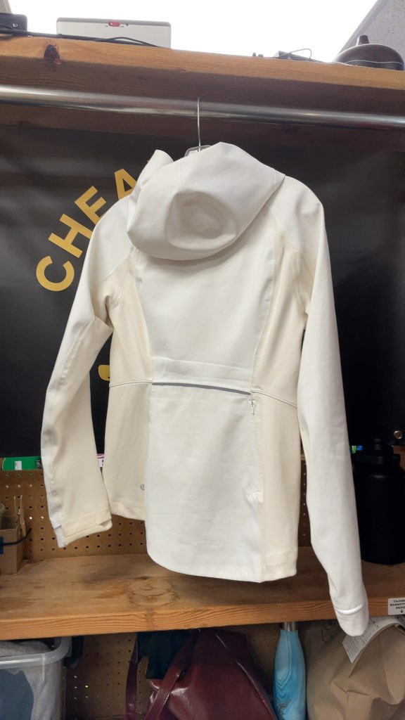 Lululemon Women's White Hooded Athletic Jacket - Size 8