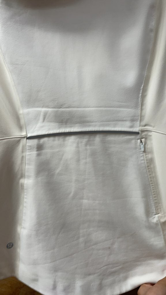 Lululemon Women's White Hooded Athletic Jacket - Size 8