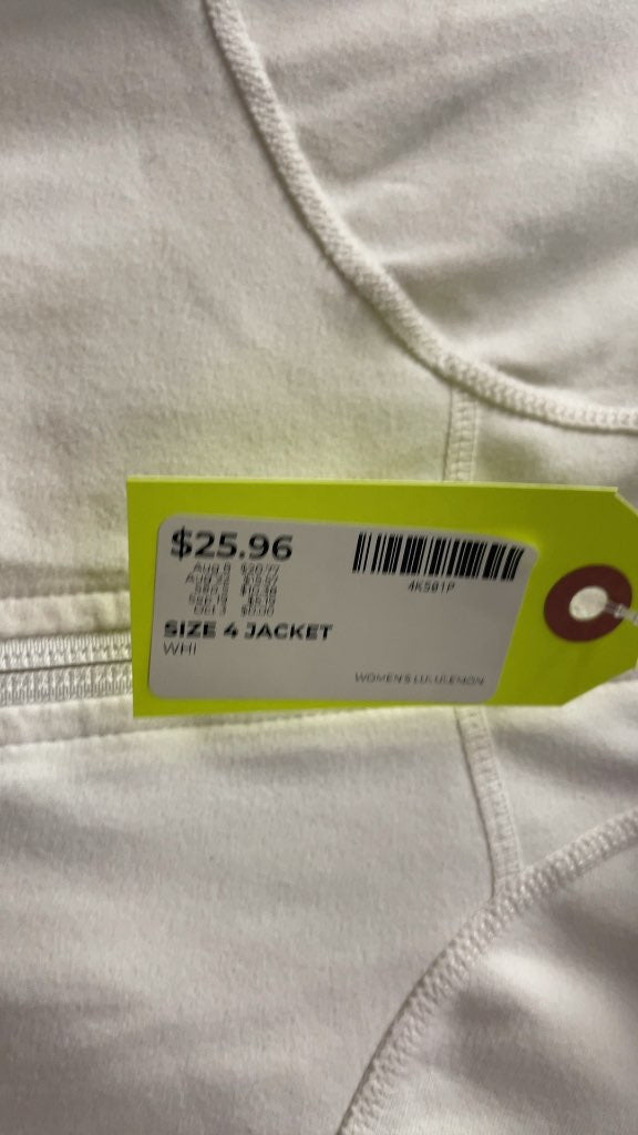 Lululemon Women's White Zip-Up Jacket - Size 4