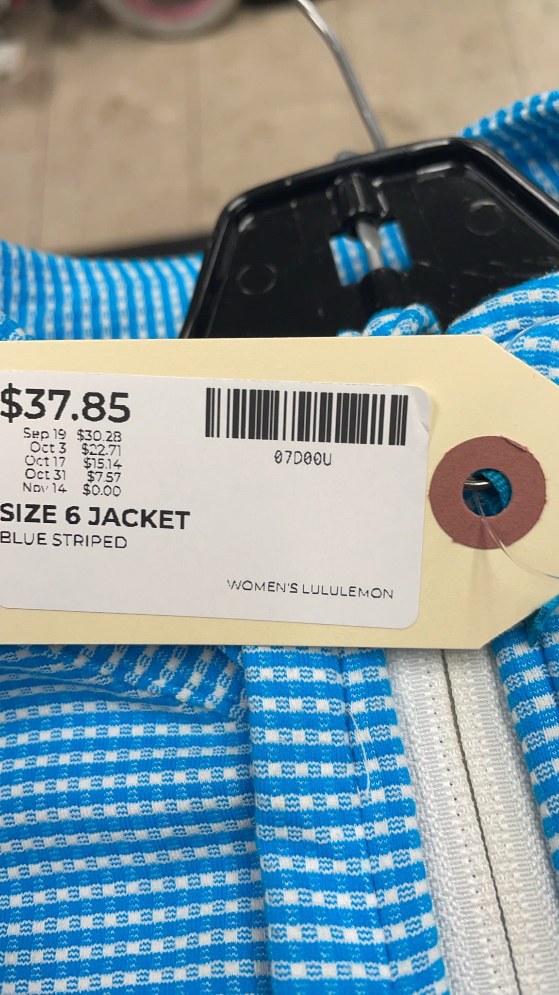 Lululemon Zip-Up Jacket Size 6 Blue Striped