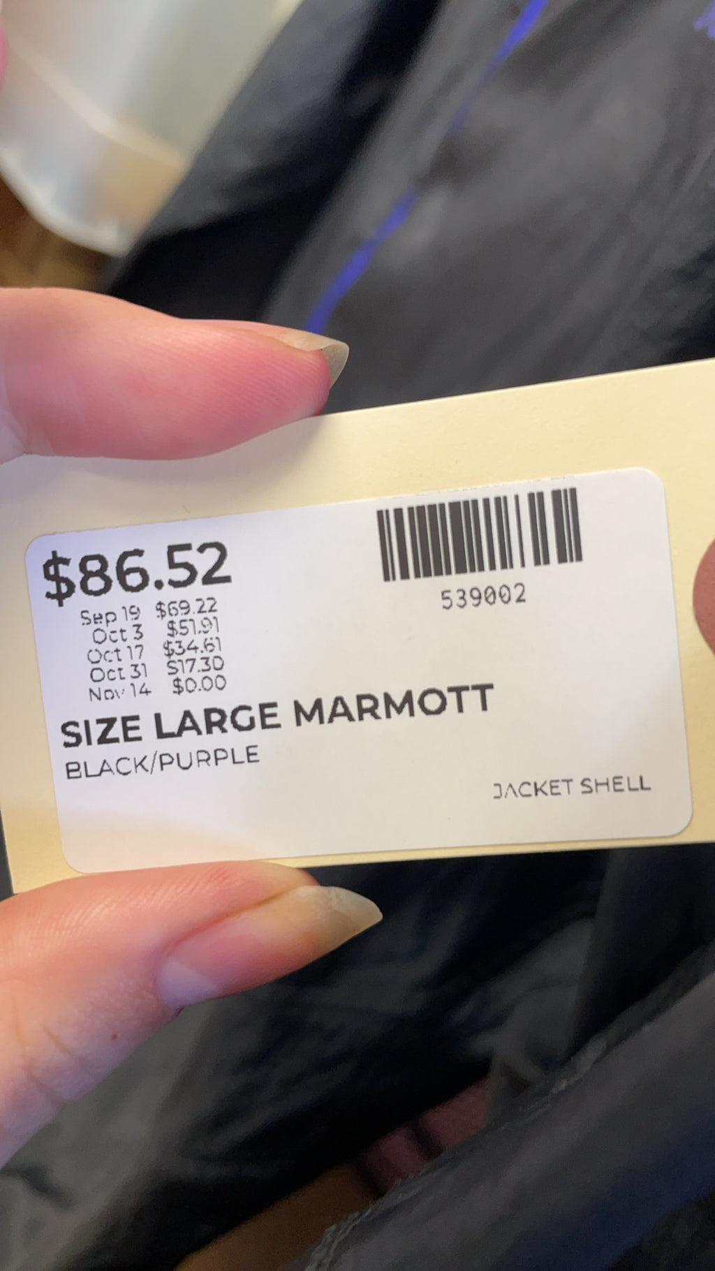 Marmot Shell Jacket Large Black/Purple
