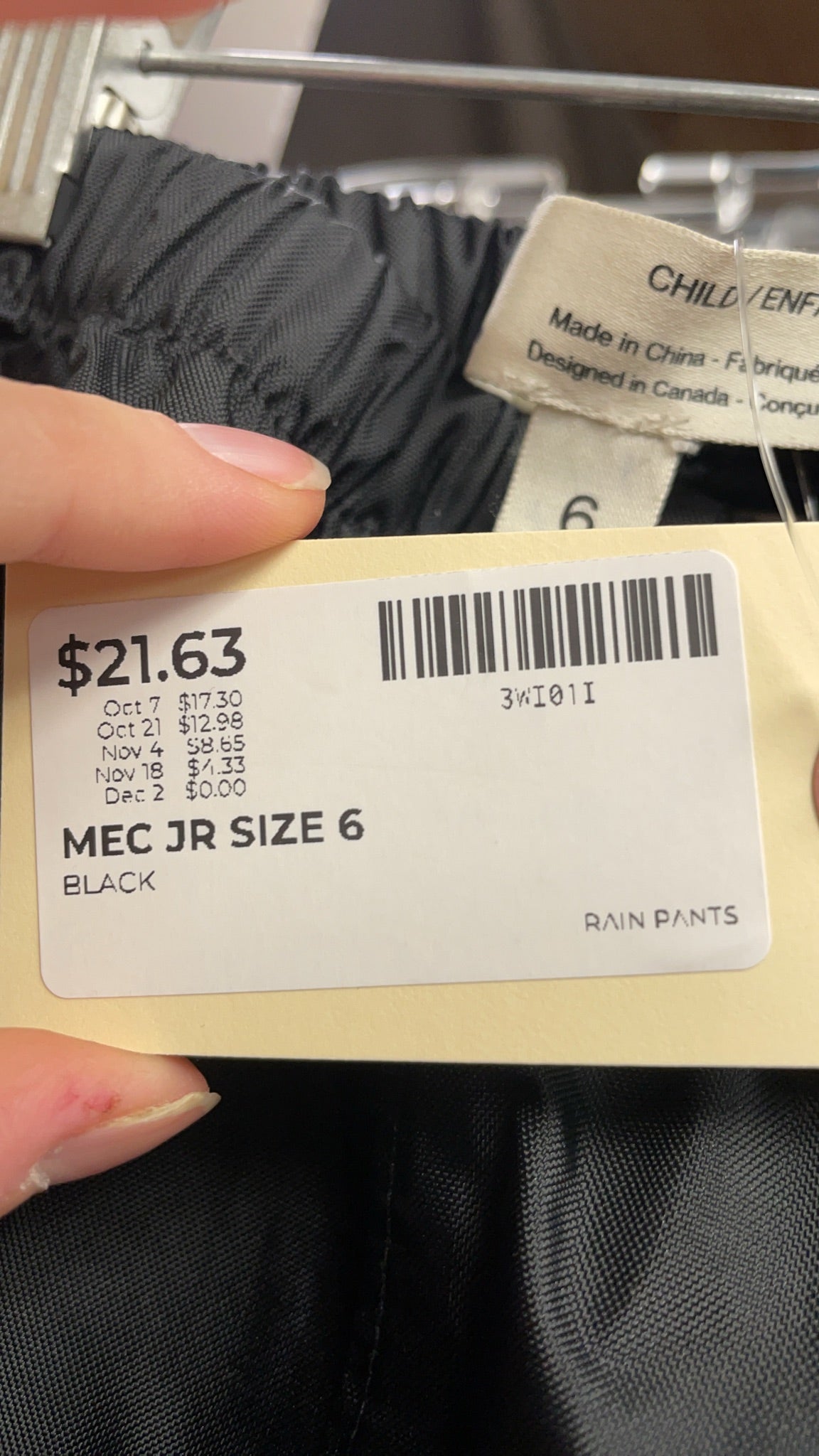 MEC JR Size 6 Rain Pants