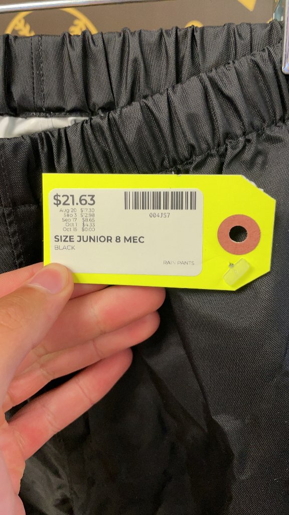 MEC Junior 8 Black Rain Pants