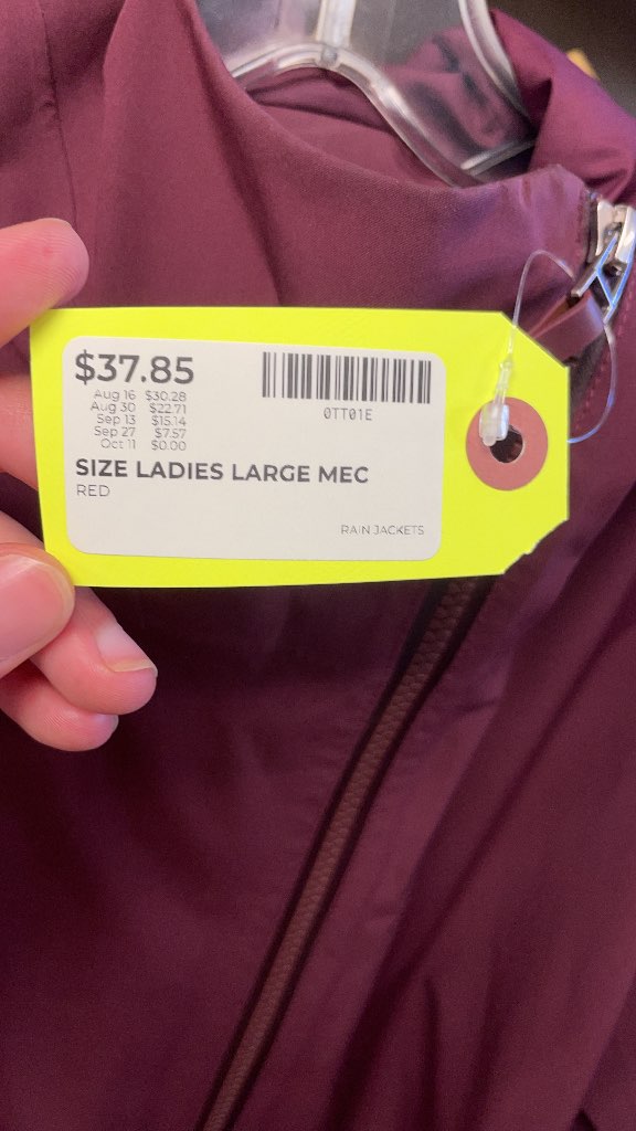 MEC Ladies Large Rain Jacket - Red