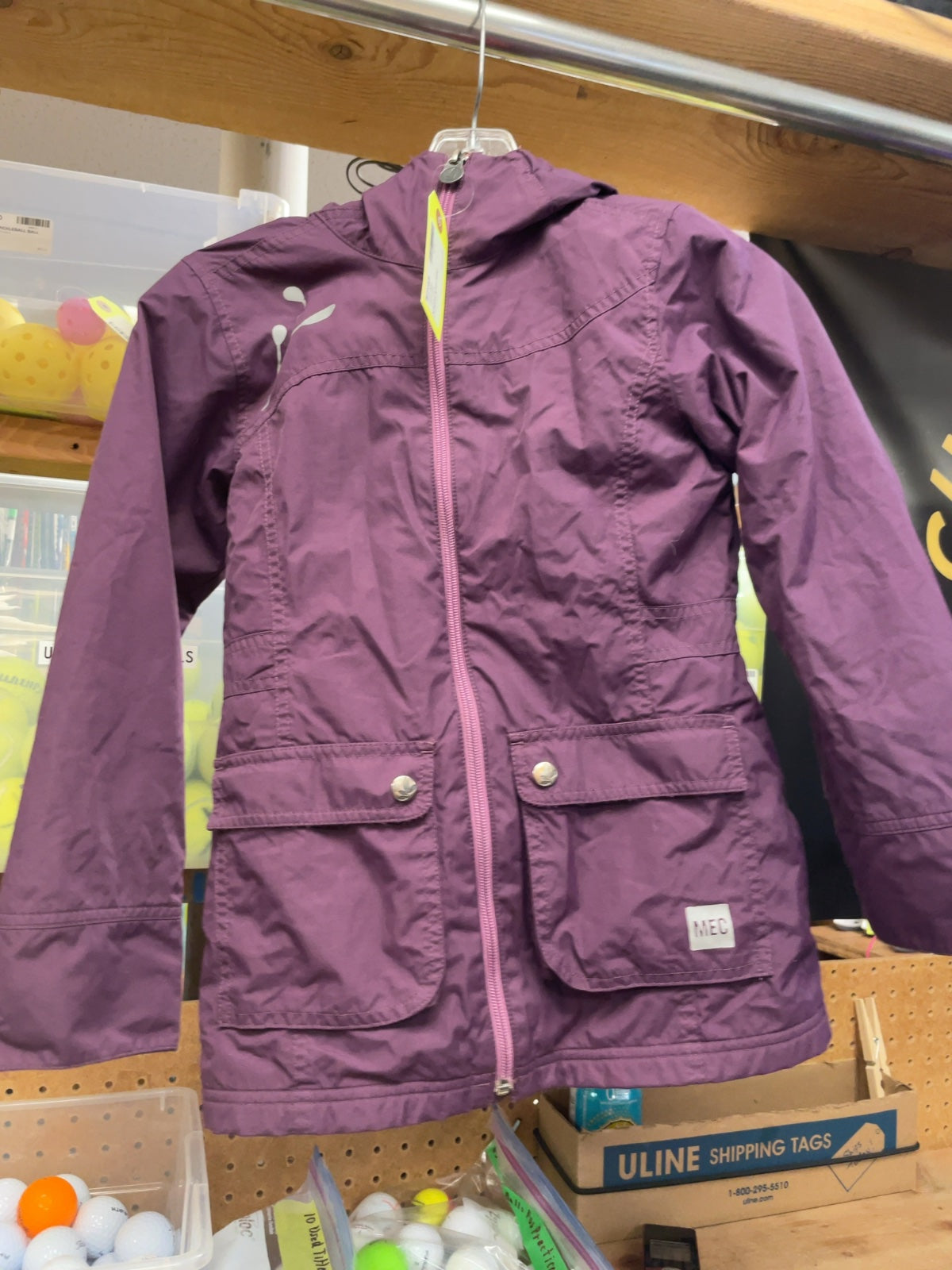 MEC Rain Jacket Junior 8/10 Purple Lined