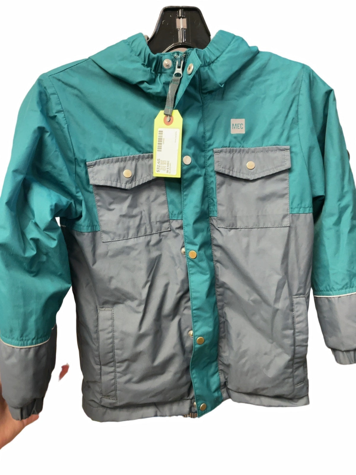MEC Rain Jacket Size 6 Blue/Grey
