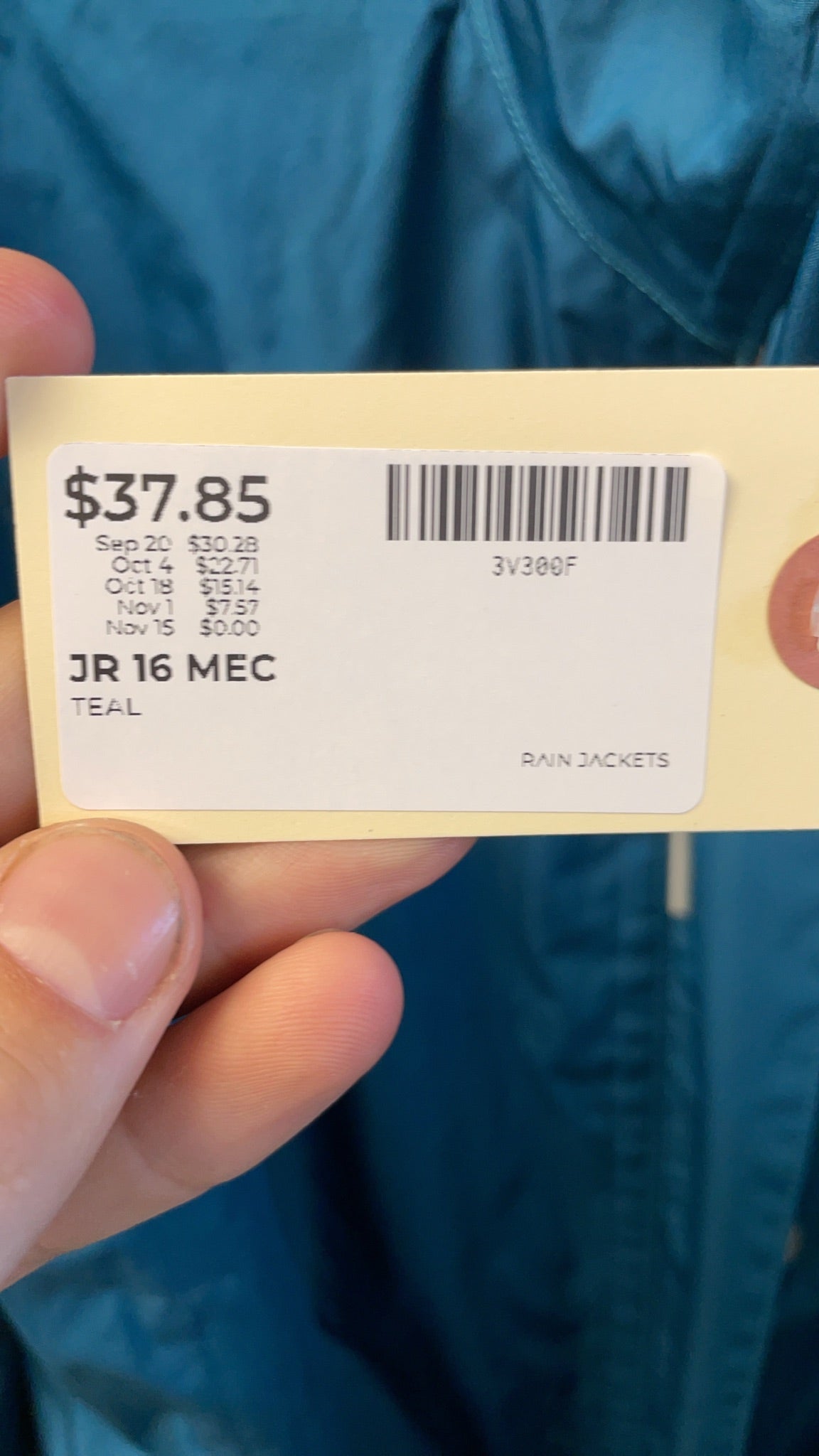 MEC Rain Jacket Youth 16 Teal