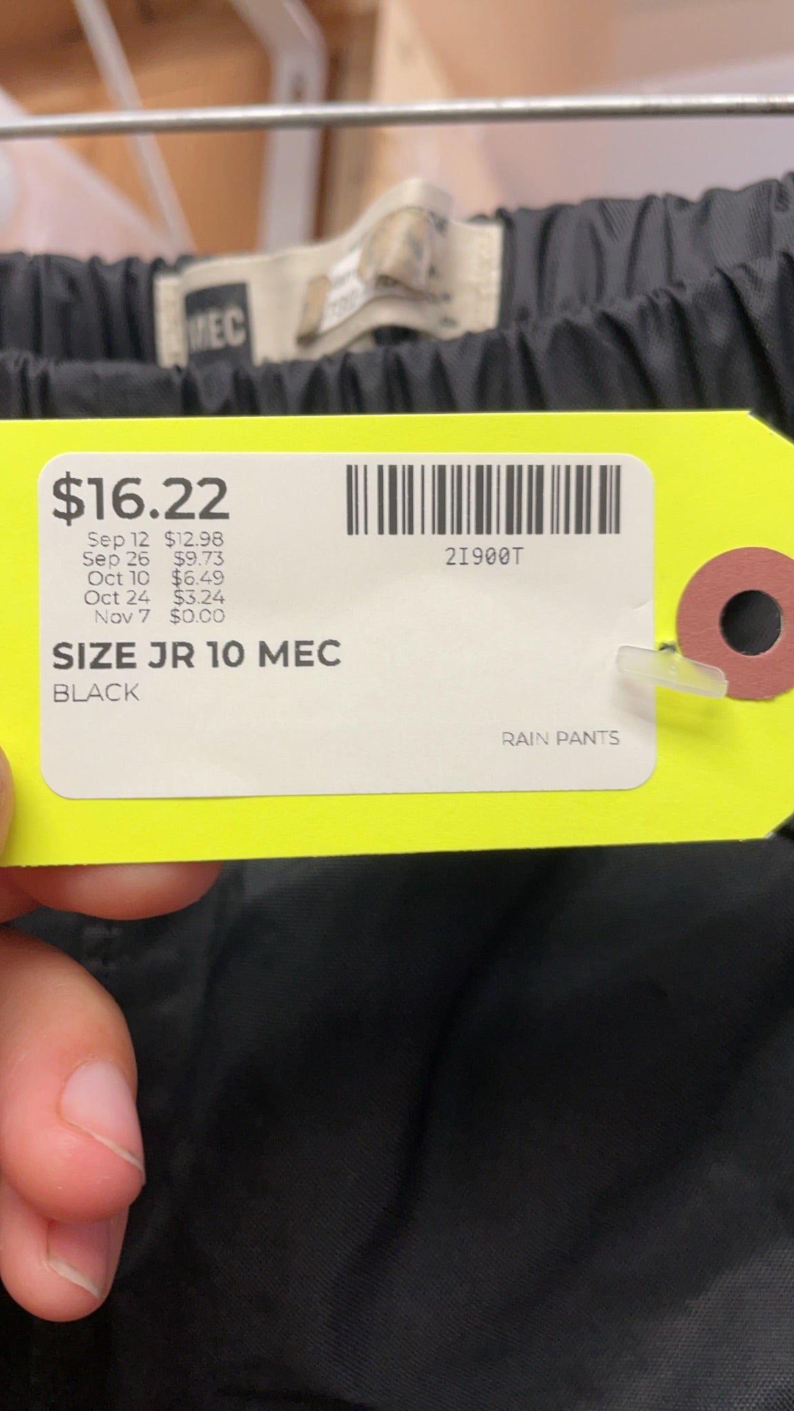 MEC Rain Pants JR 10 Black