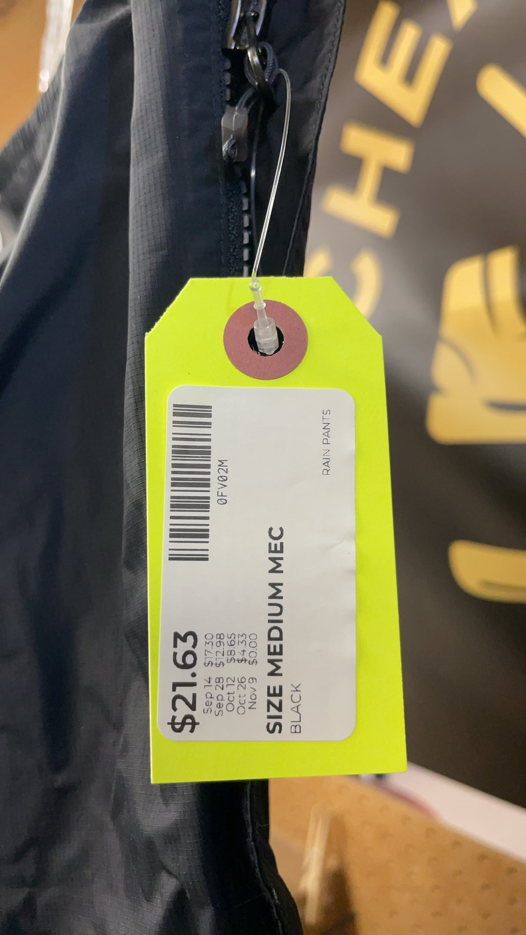 MEC Rain Pants Medium Black