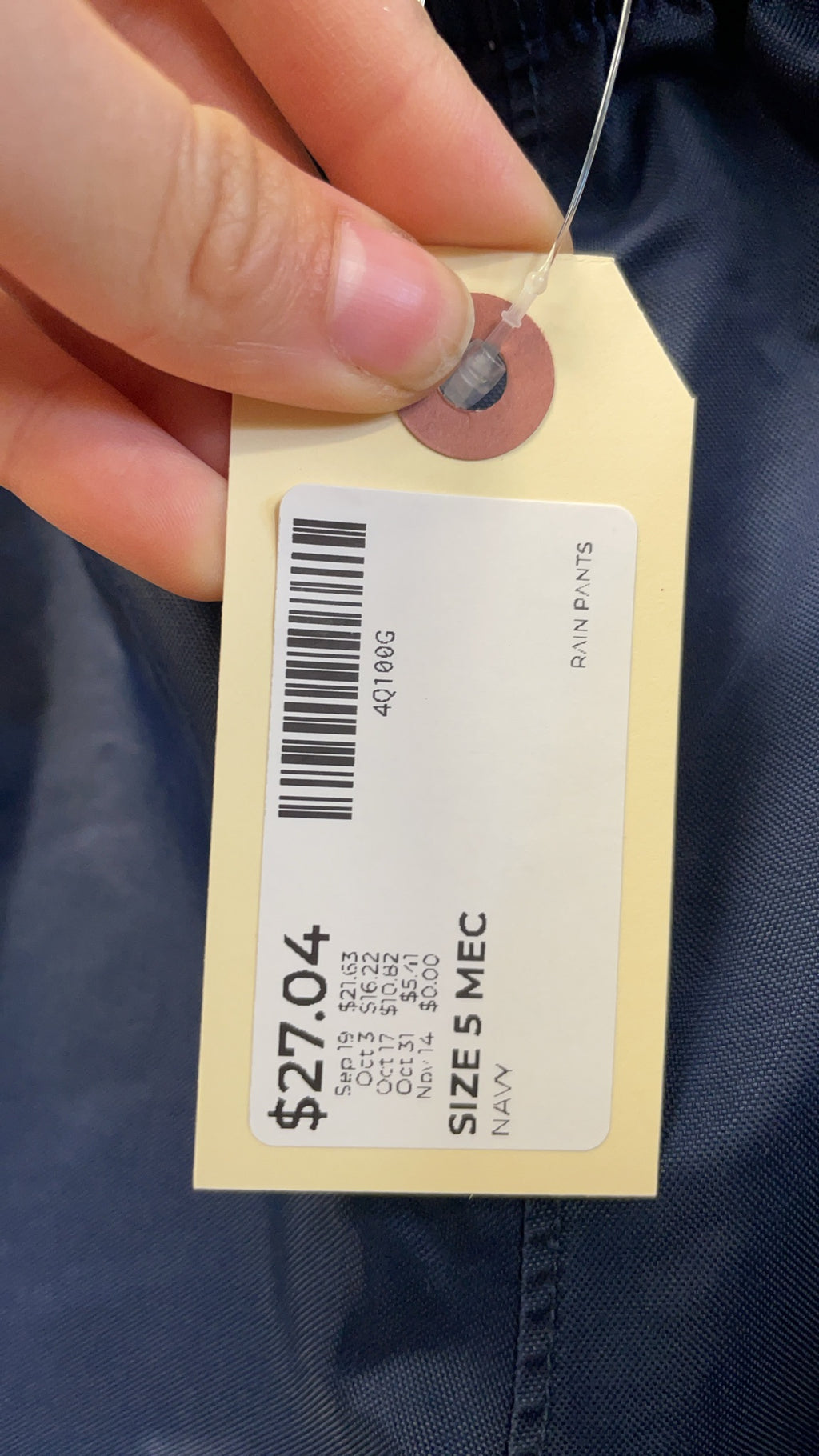 MEC Rain Pants Size 5 Navy