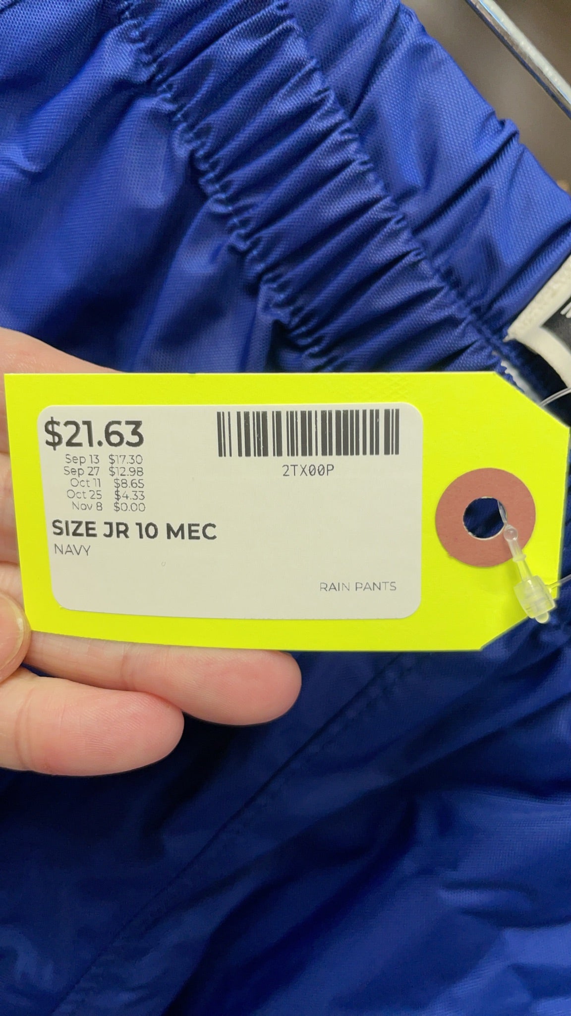 MEC Rain Pants Size JR 10 Navy