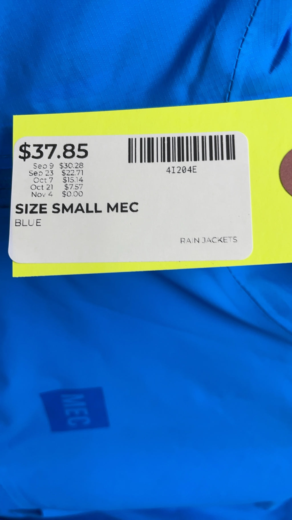 MEC Women's Blue Rain Jacket - Size Small