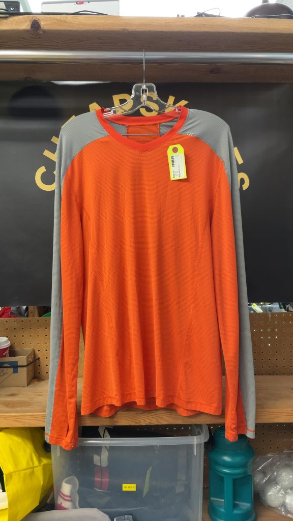 Men's Lululemon Long Sleeve Athletic Shirt - Orange/Grey - Size Large