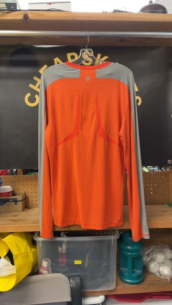Men's Lululemon Long Sleeve Athletic Shirt - Orange/Grey - Size Large