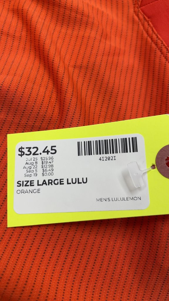 Men's Lululemon Long Sleeve Athletic Shirt - Orange/Grey - Size Large