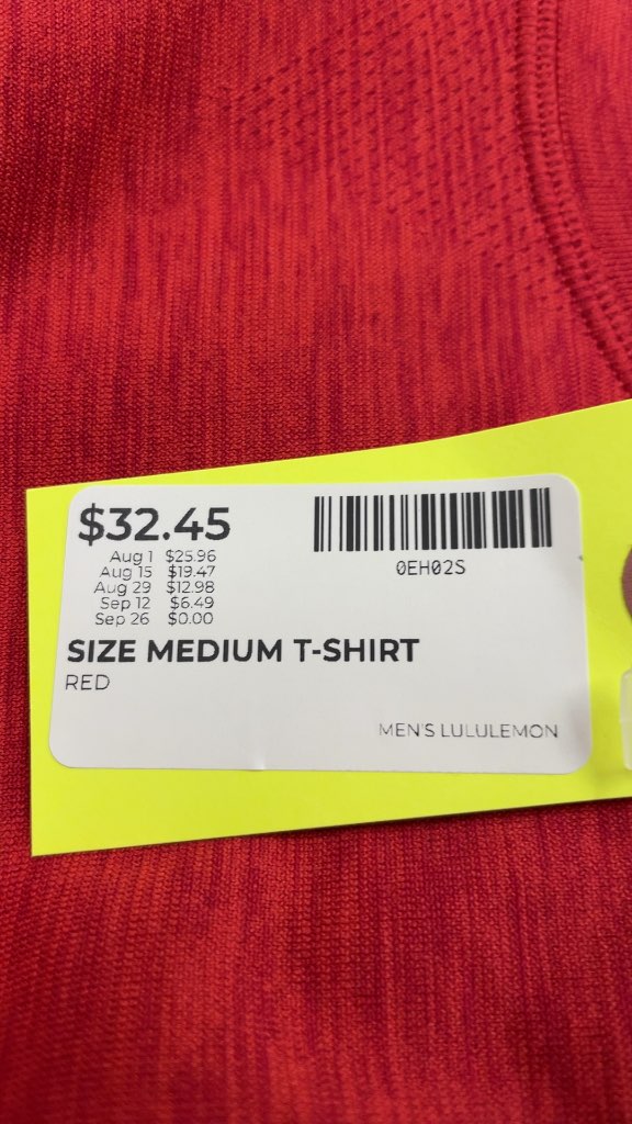 Men's Lululemon Short Sleeve Athletic T-Shirt - Red - Size Medium