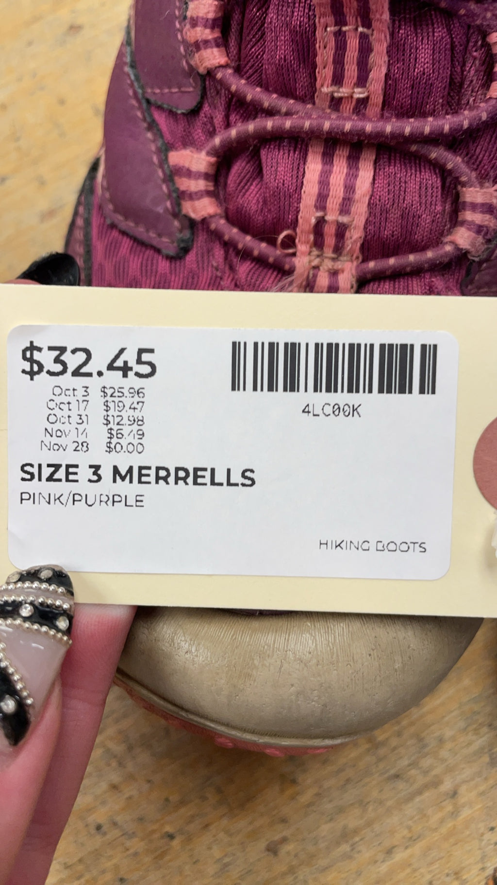 Merrell Hiking Boots Size 3 Pink/Purple