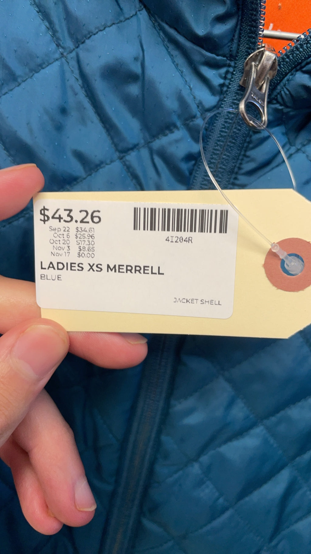 Merrell SelectRegulate Size XS Blue Quilted Hooded Jacket