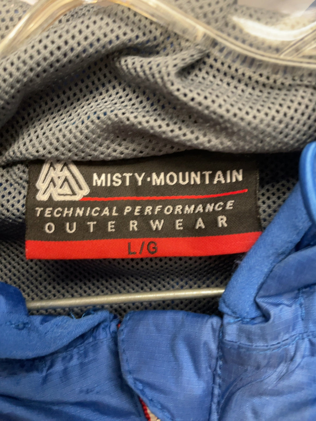Misty Mountain Technical Performance Size L Blue Hooded Windbreaker