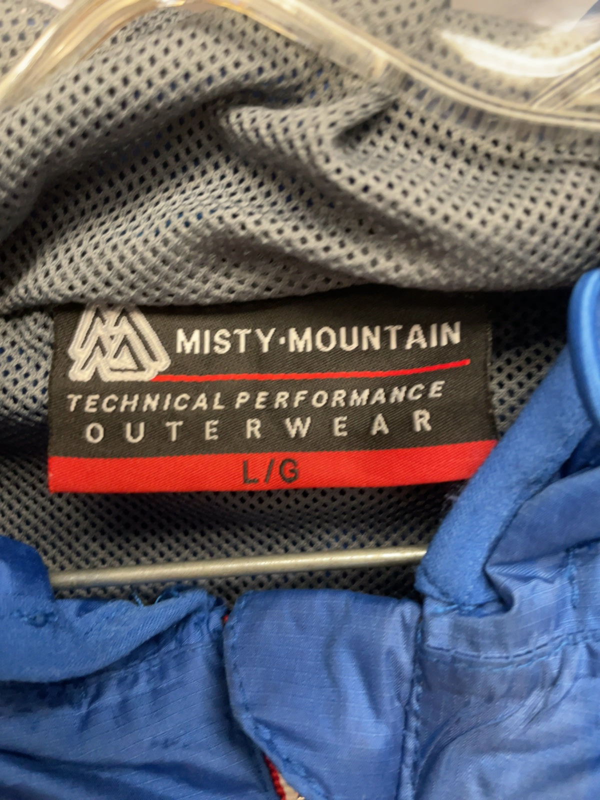 Misty Mountain Technical Performance Size L Blue Hooded Windbreaker