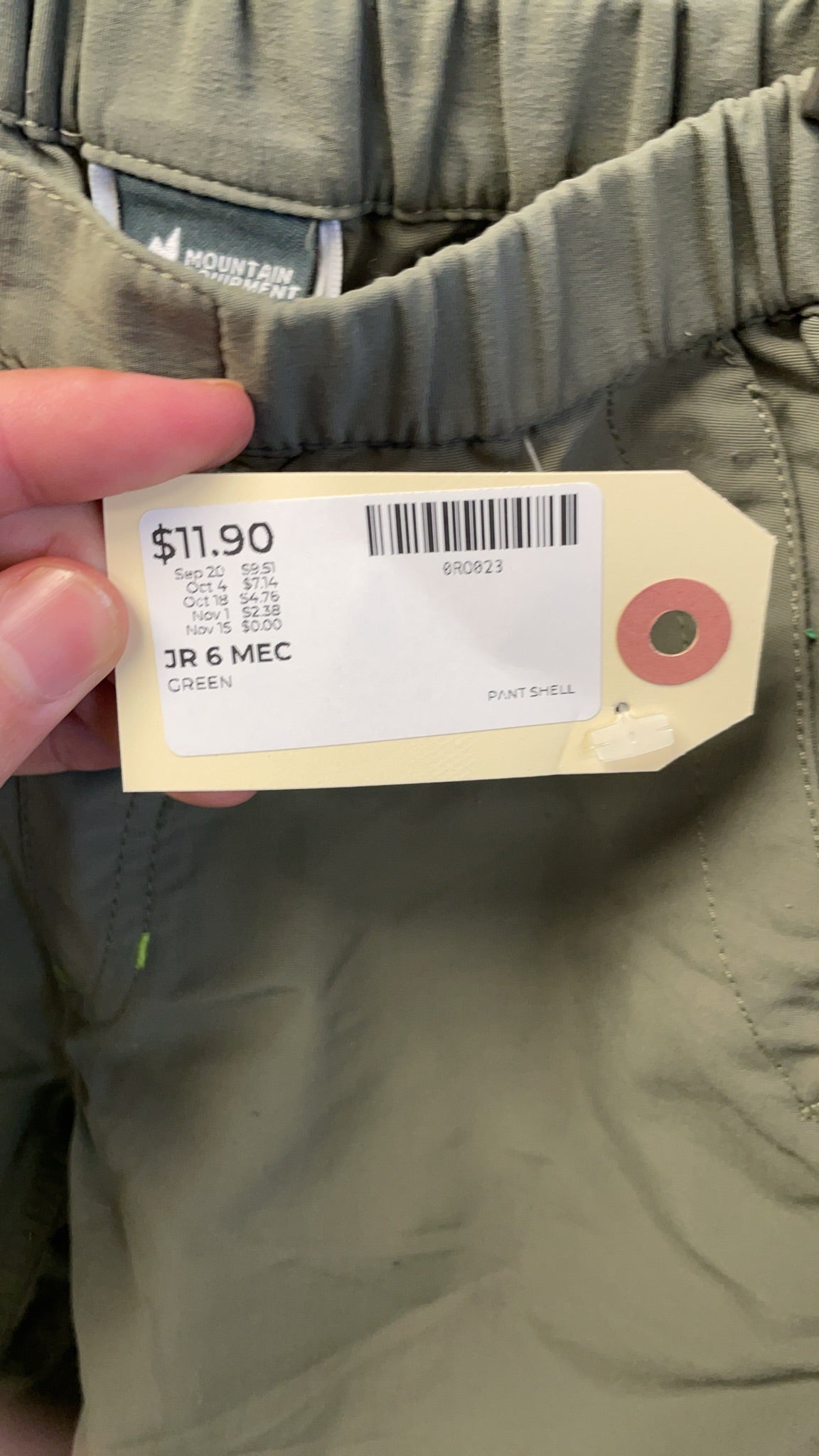 Mountain Equipment Co-op Pant Shell Size 6 Green