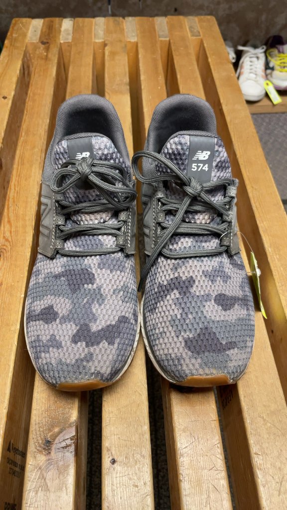 New Balance 574 Grey Camo Runners - Size 7.5