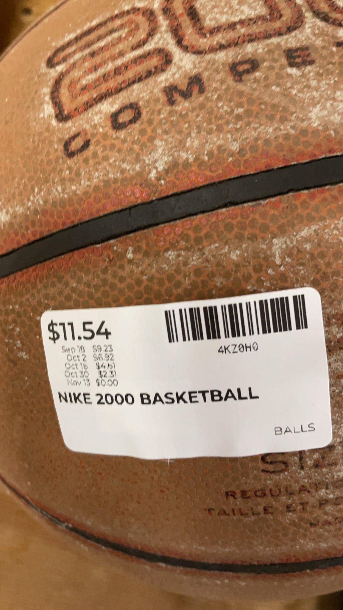 Nike 2000 Competition Size 7 (29.5) Basketball