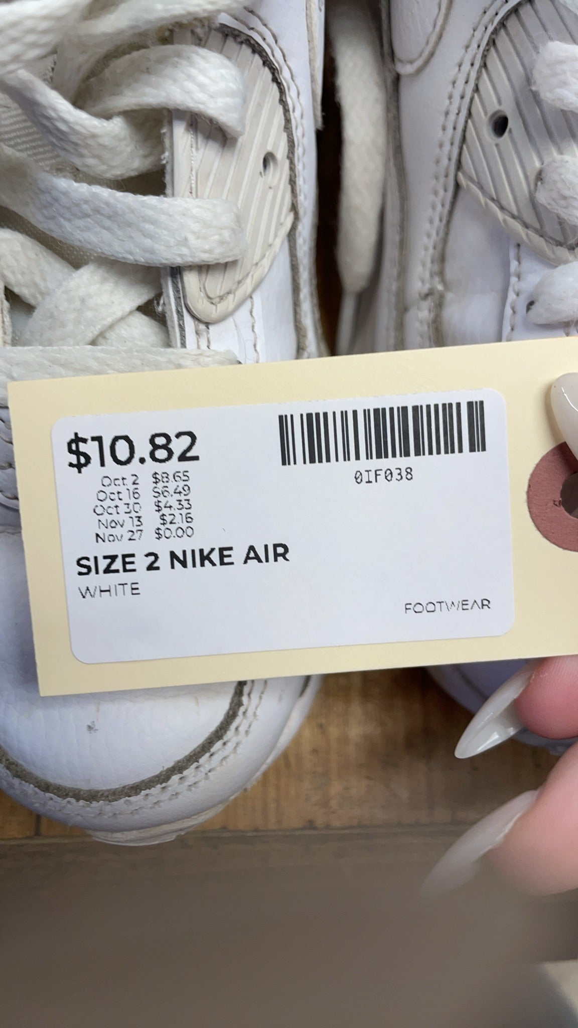 Nike Air Max 90 Size 2 White Sneakers