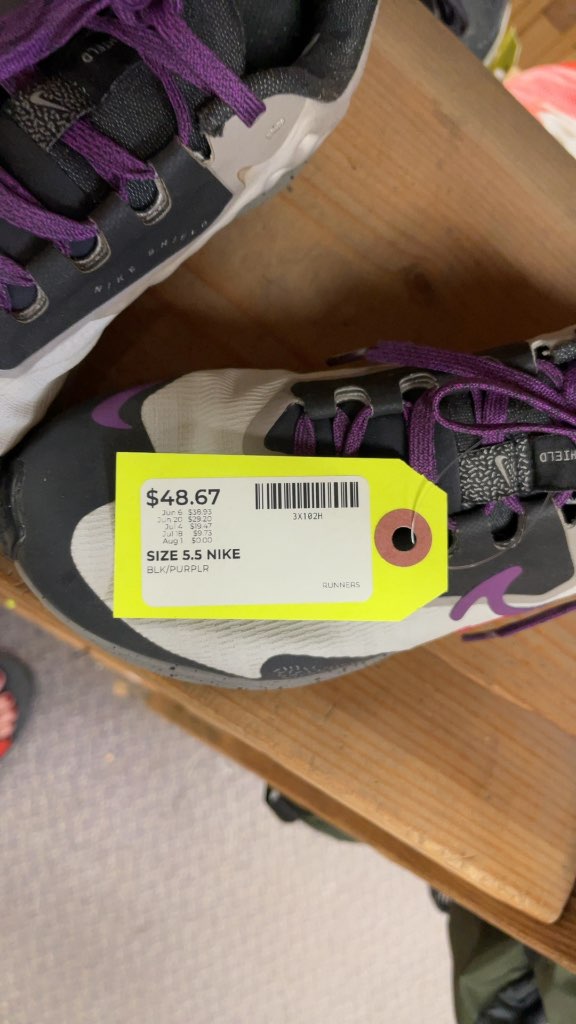 Nike Air Pegasus Shield Running Shoes - Black/Purple - Size 5.5