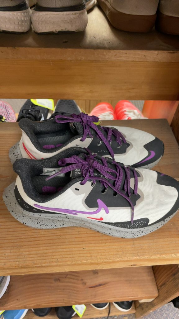 Nike Air Pegasus Shield Running Shoes - Black/Purple - Size 5.5