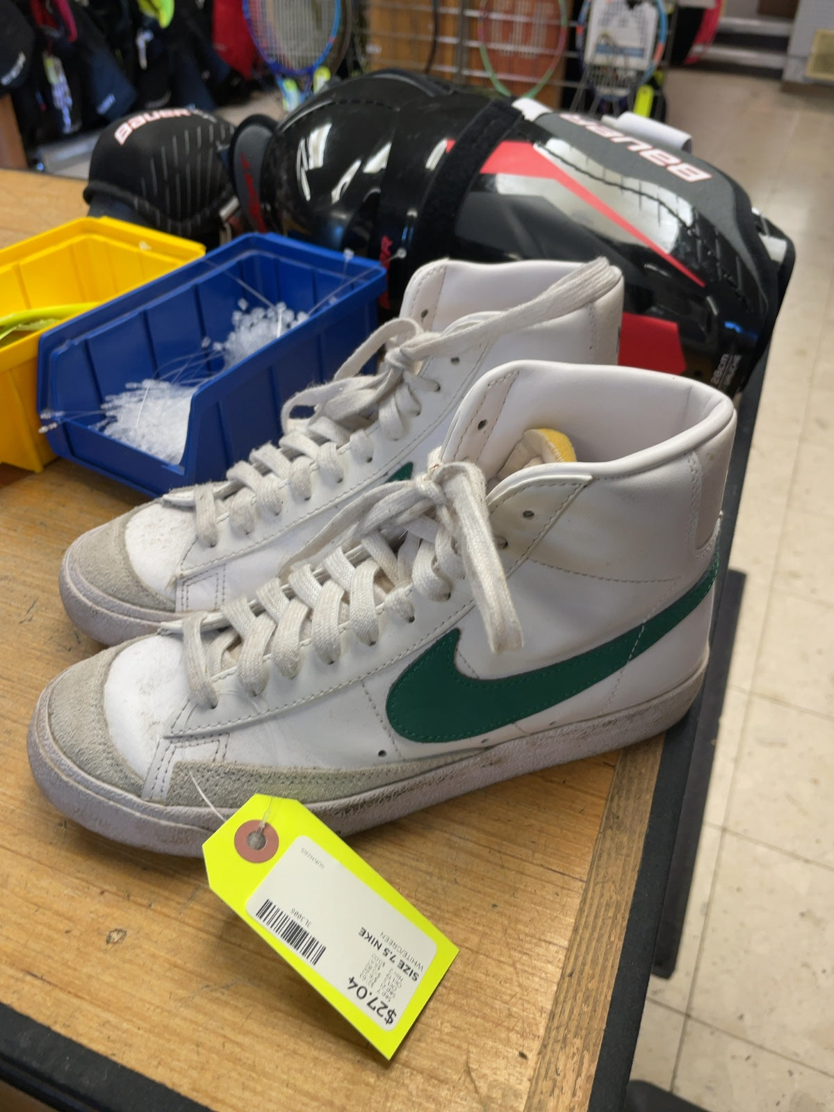 Nike Blazer Mid '77 High-Top Sneakers - White/Green - Size 7.5