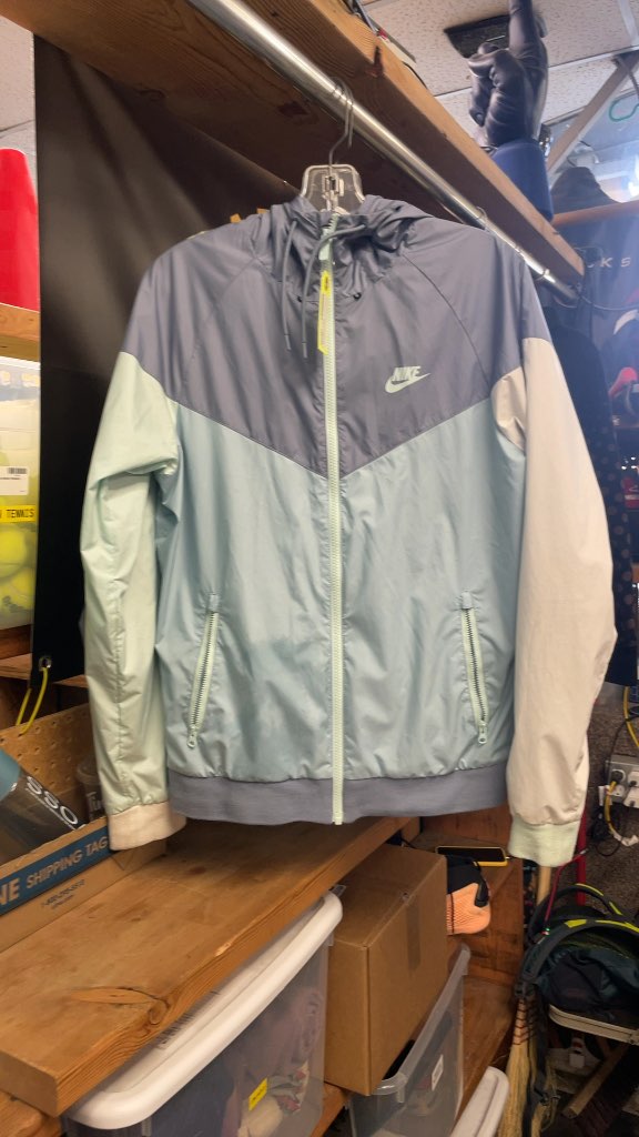 Nike Colorblock Windrunner Rain Jacket - Blue/Mint/White - Size Small