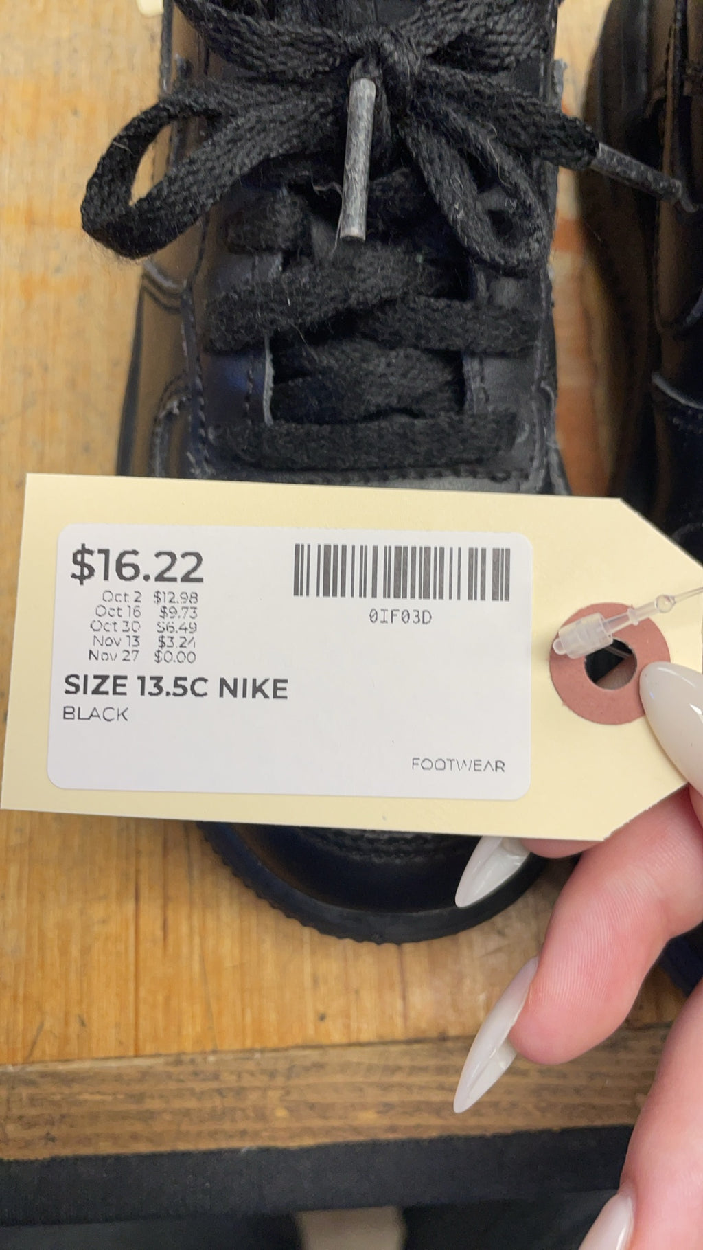 Nike Court Borough Low Size 13.5C Black Sneakers