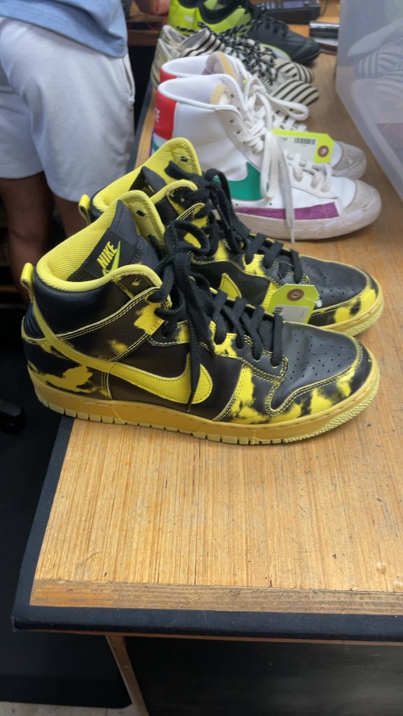 Nike Dunk High Black Acid Wash Yellow Sneakers