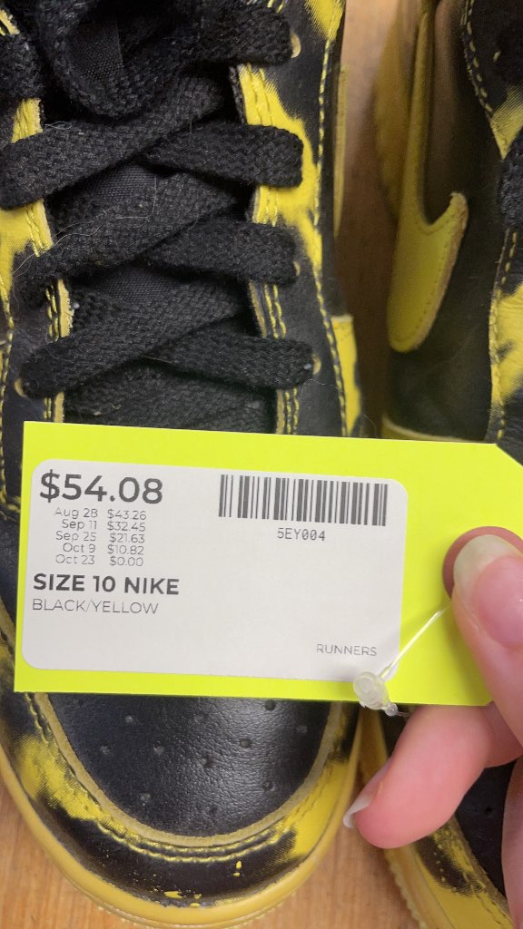 Nike Dunk High Black Acid Wash Yellow Sneakers