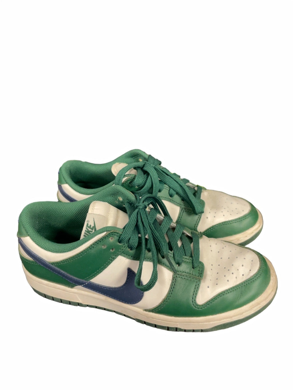 Nike Dunk Low Sneakers - Green/White/Navy - Size 7.5