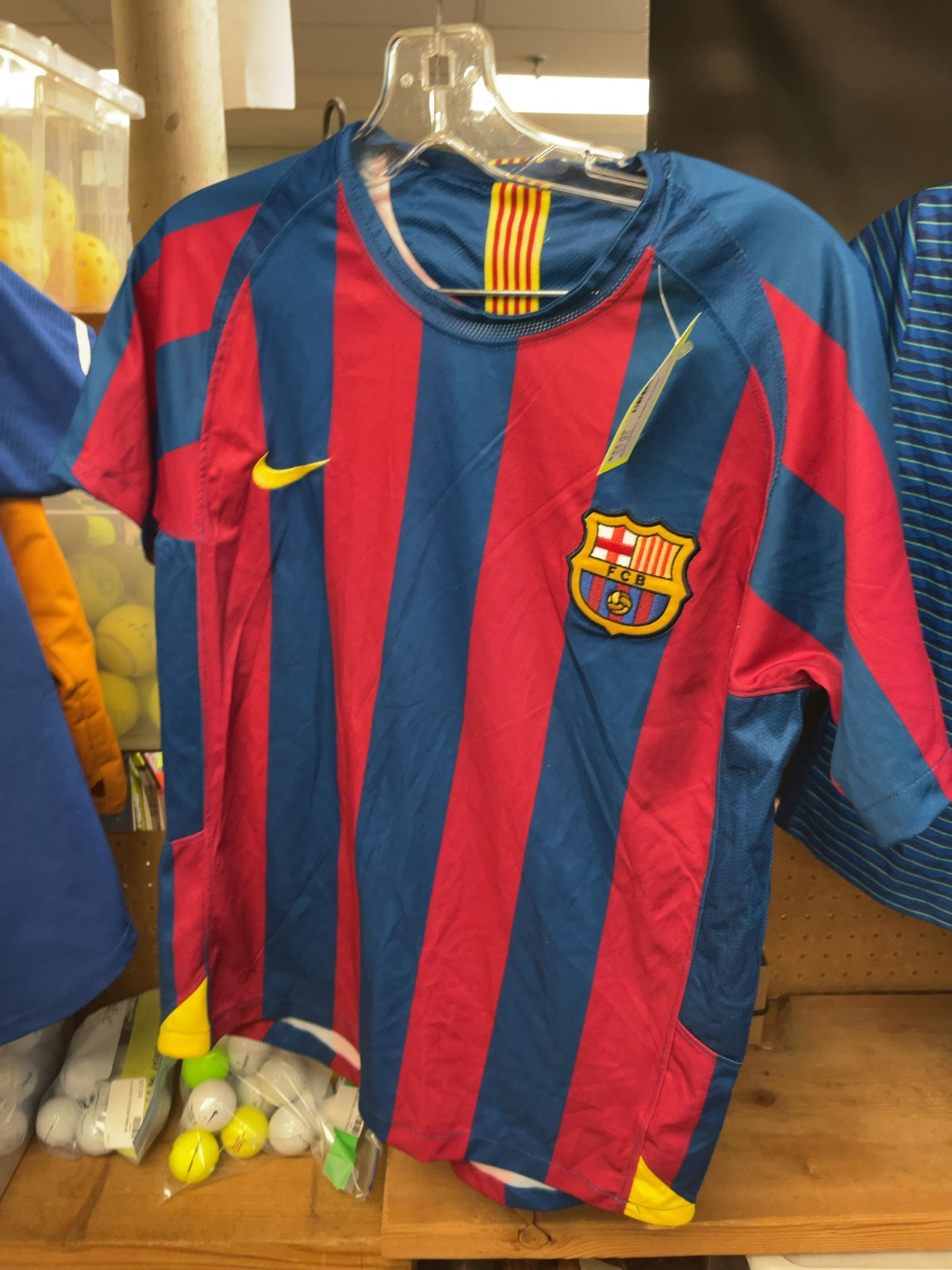 Nike FC Barcelona Soccer Jersey Size S Red/Blue Stripes