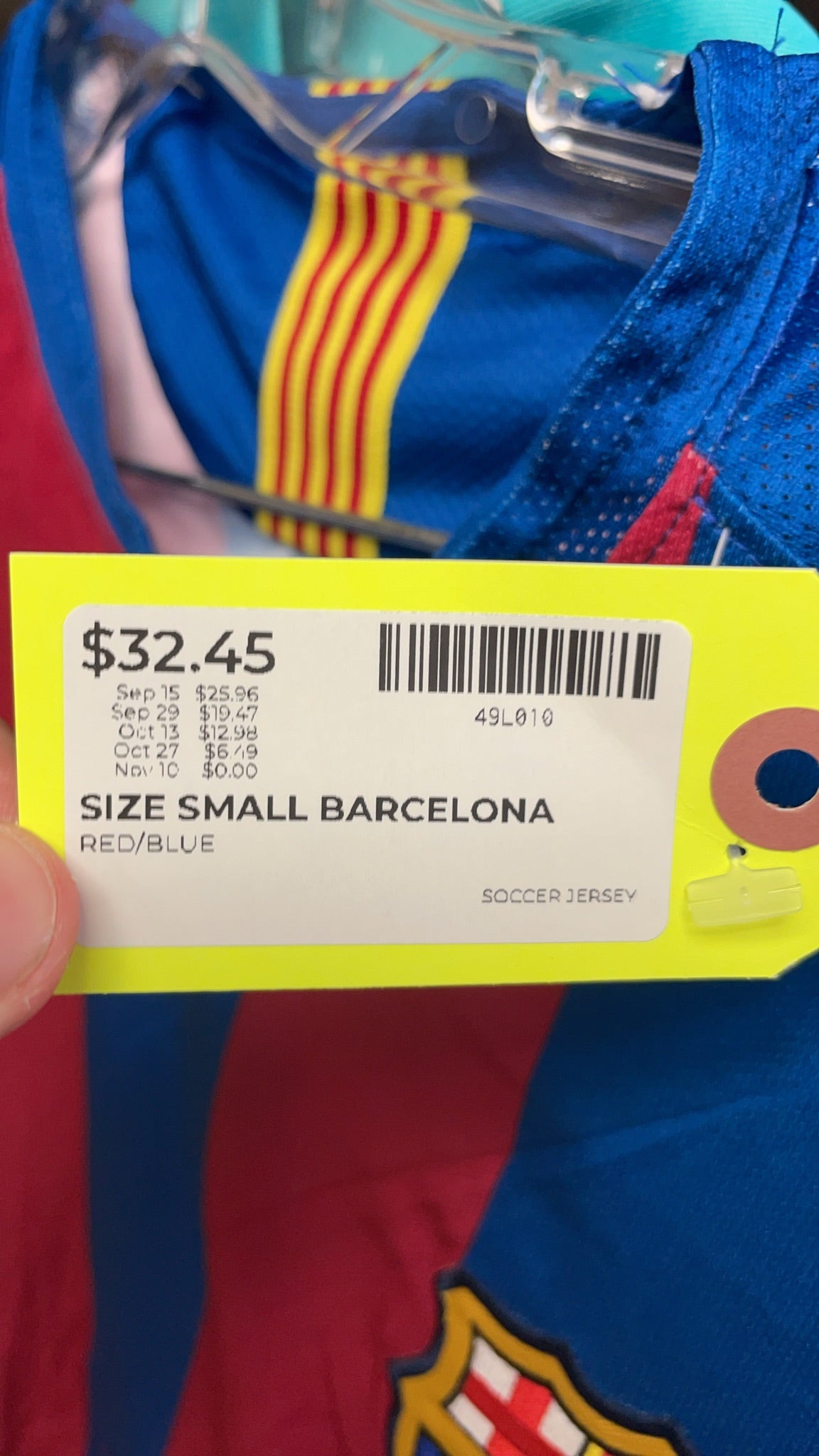Nike FC Barcelona Soccer Jersey Size S Red/Blue Stripes