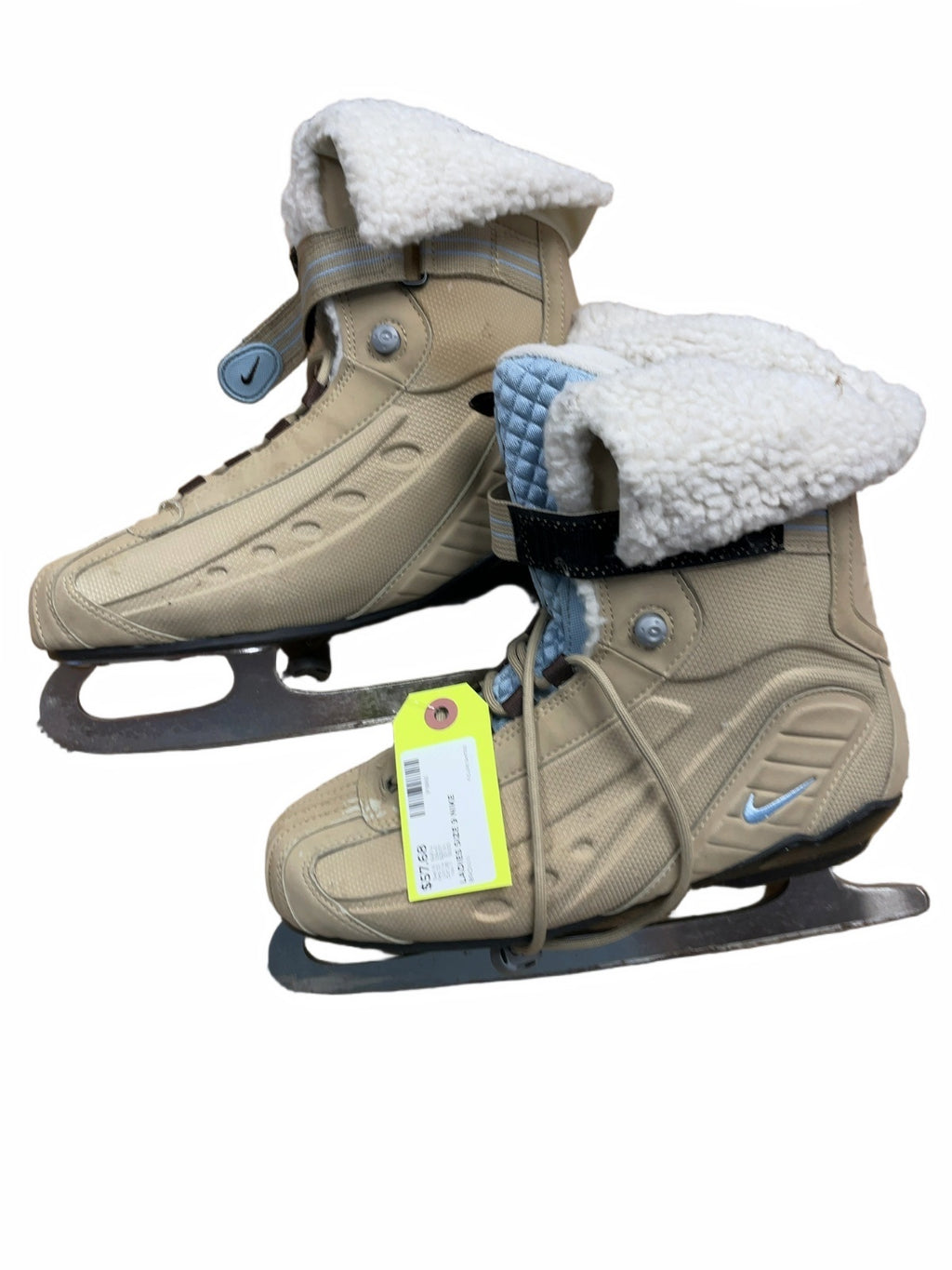 Nike Figure Skates Size 9 Women's Fleece Lined Tan