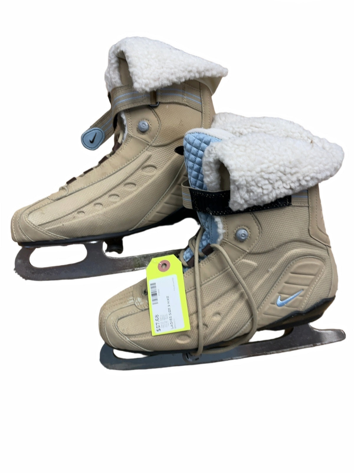 Nike Figure Skates Size 9 Women's Fleece Lined Tan