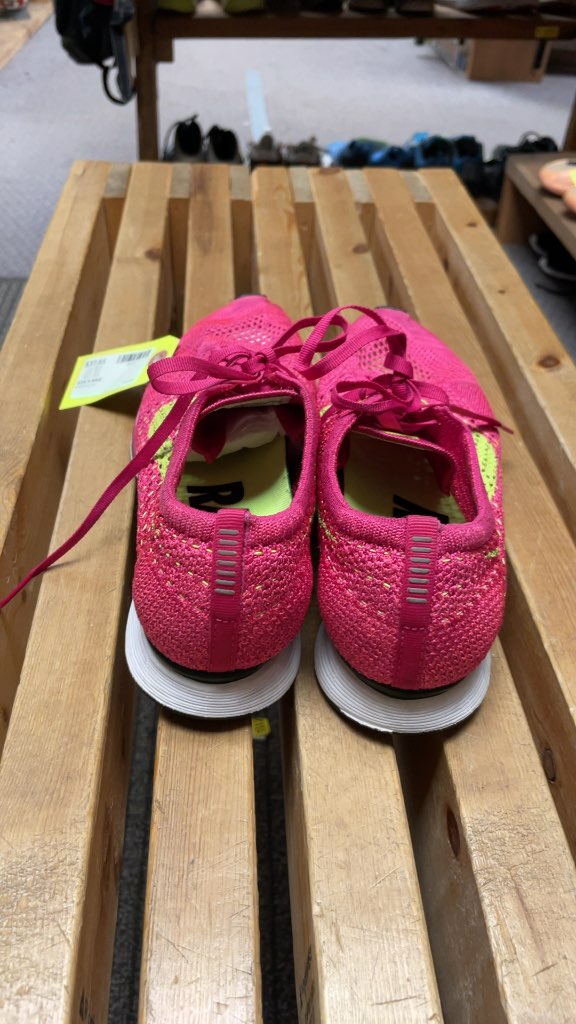Nike Flyknit Racer Running Shoes - Pink/Yellow - Size 9