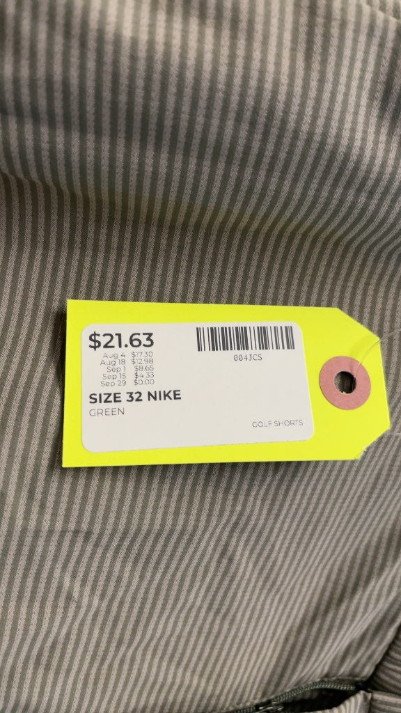 Nike Green Striped Golf Shorts - Size 32