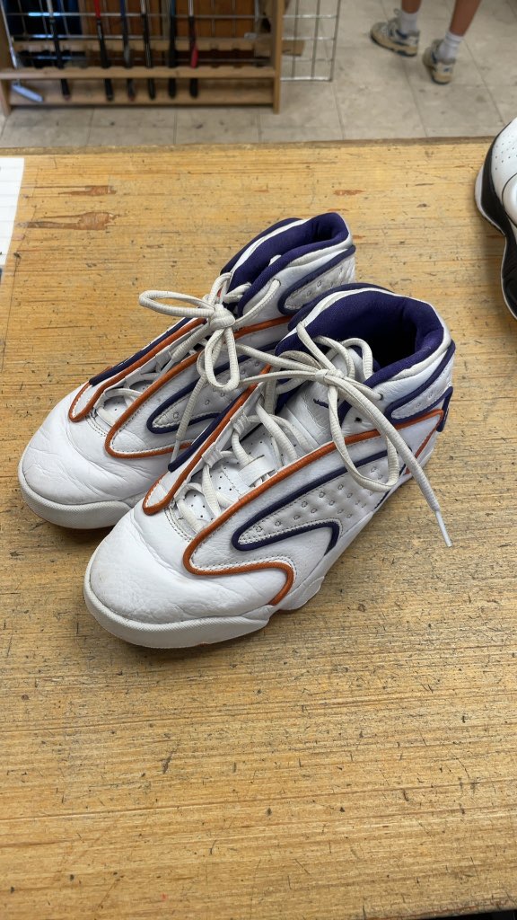 Nike Jordan Women's OG Sneakers - White/Orange/Purple - Size 7.5