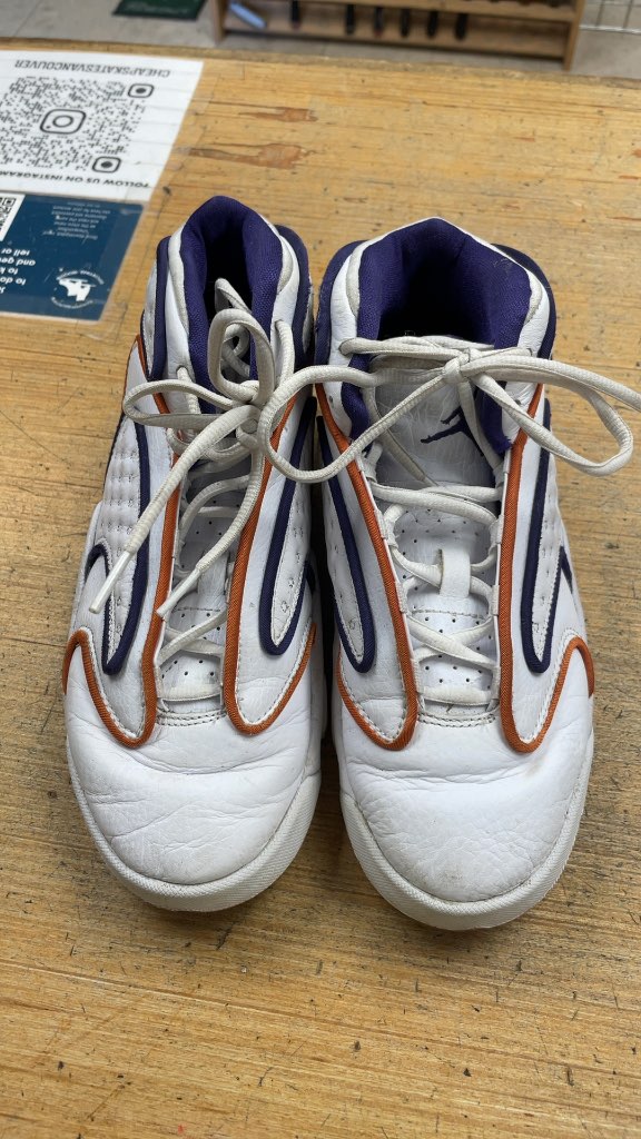 Nike Jordan Women's OG Sneakers - White/Orange/Purple - Size 7.5