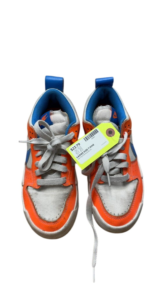 Nike Ladies Sneakers Size 7 - White/Orange/Blue