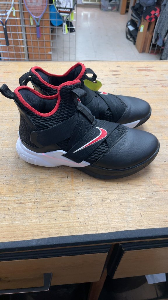 Nike LeBron Soldier 12 Basketball Shoes - Black/Red - Size 8