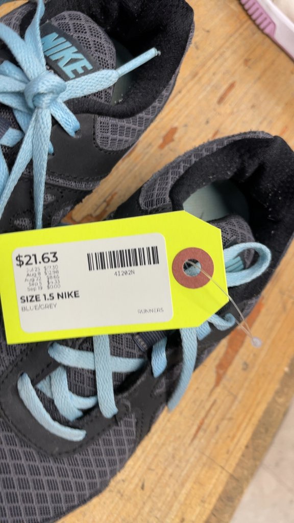 Nike Lunar Forever Kids Running Shoes - Size 1.5 - Blue/Grey