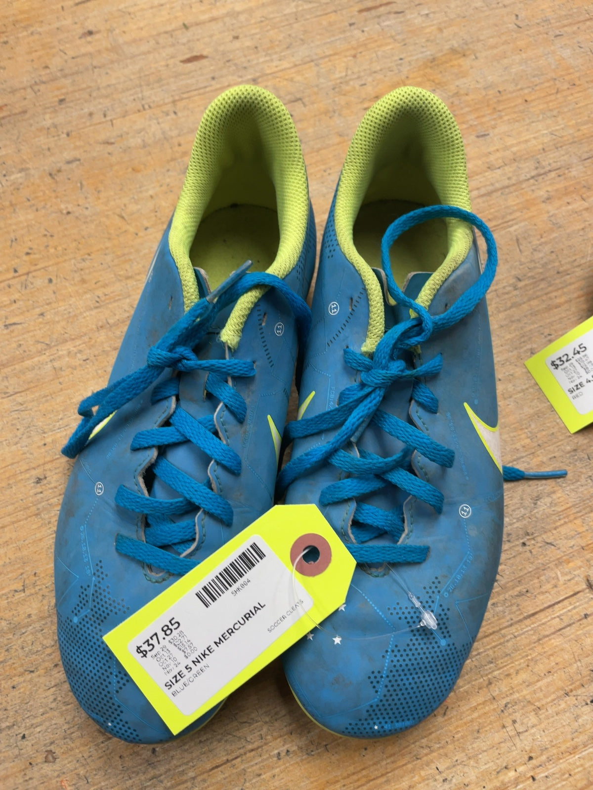 Nike Mercurial Neymar Size 5 Blue/Green Soccer Cleats